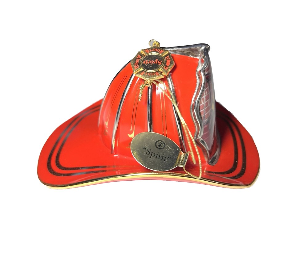 3 Red Bradford Exchange Courage Under Fire Fireman Helmet Ornaments 2002 EUC
