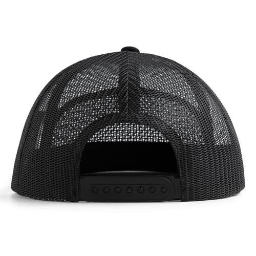 Mesh Flat Bill Snapback Hat, 5-Panel Adjustable Blank Baseball Cap, Black