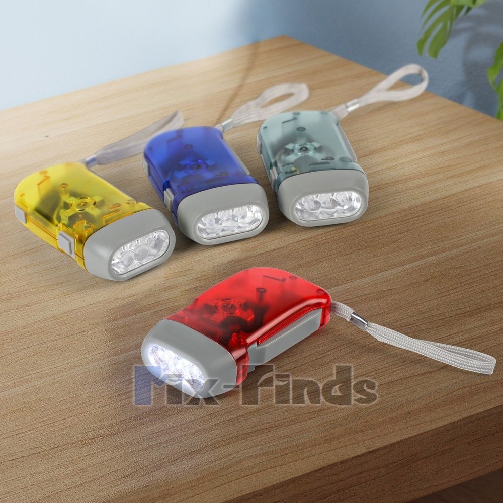 4x Hand Crank LED Flashlight Dynamo Pressing Flashlight Camping Emergency Torch