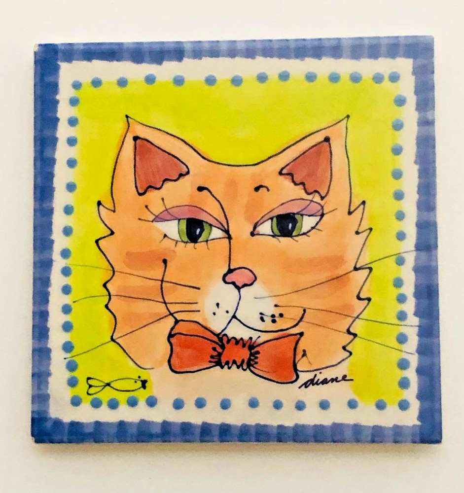 DIANE ARTWARE Wall Tile / Trivet "Cat" 6x6