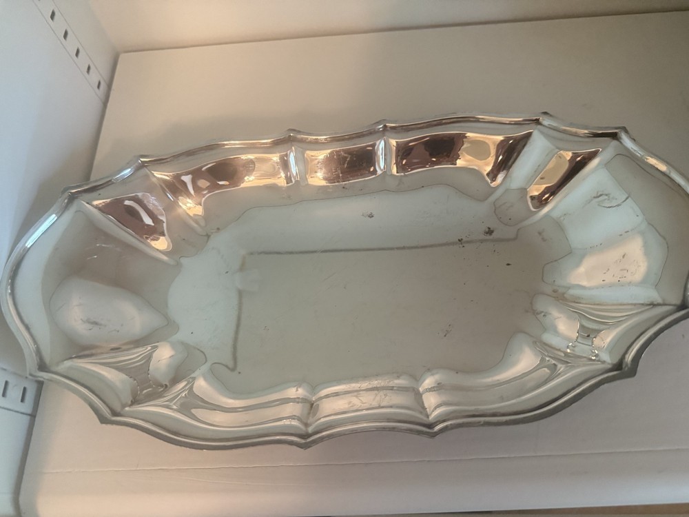 Silverplated Bread Tray 12 X 6" Chippendale Serving Ware Vintage