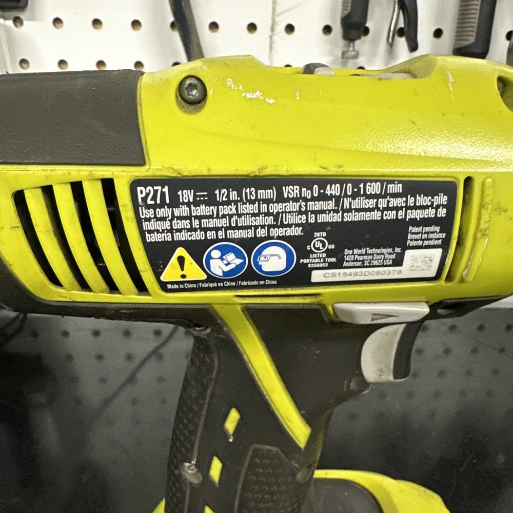 RYOBI TOOLS P271 18V 1/2" DRILL (TOOL ONLY) Used