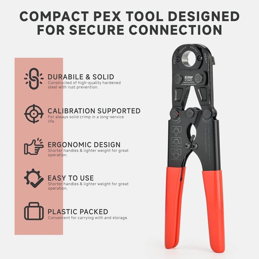 Portable Pex Pipe Crimper Set - Metal Construction