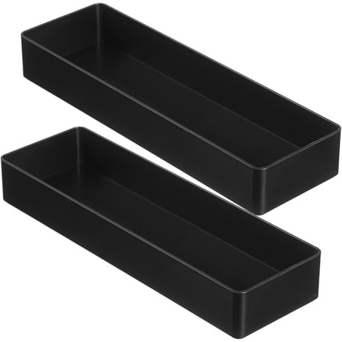 Pcs 4 Piece Large Black Rectangular Desk Organizer Set, Half Accessory Tray, 2