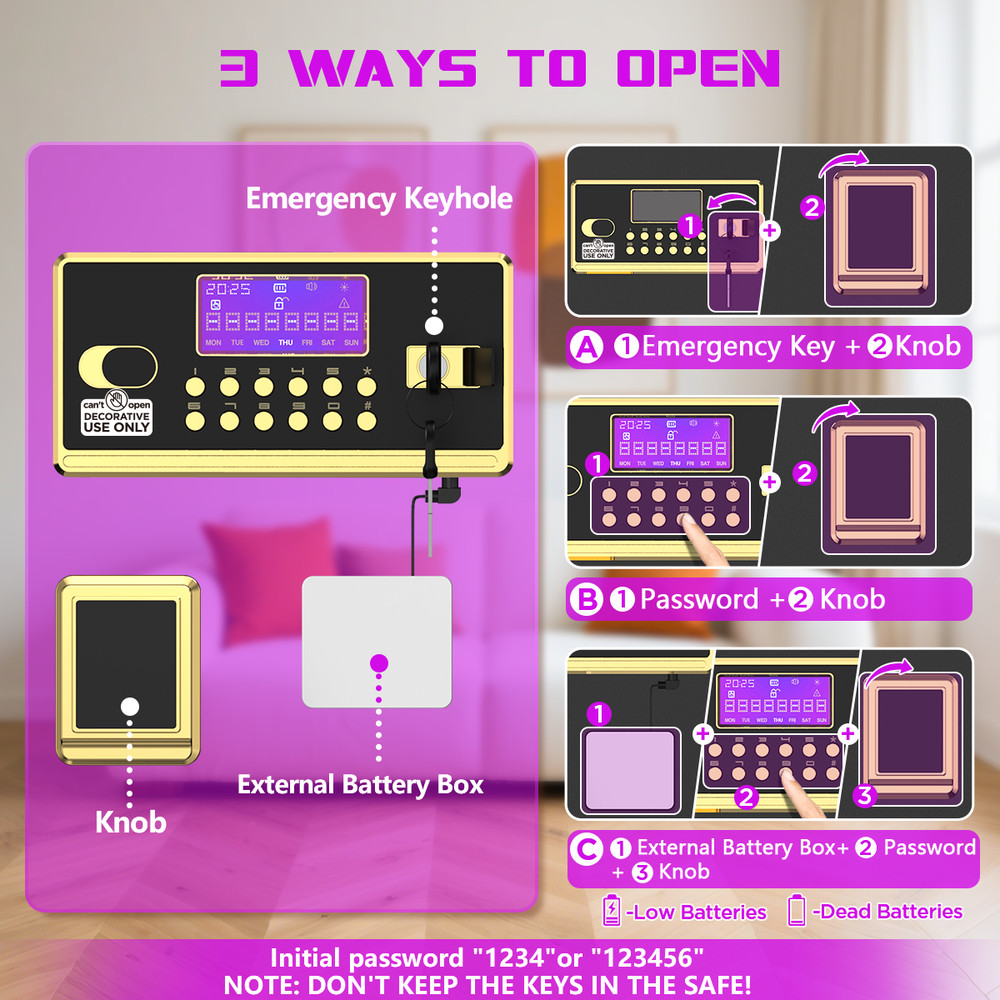 3.0 Safe Box Adjustable Shelf Digital Panel for Home Office Anti-Theft Security