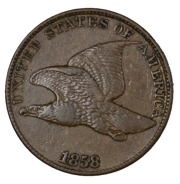 1858 Flying Eagle One Cent About Uncirculated 1C - AU Original -
