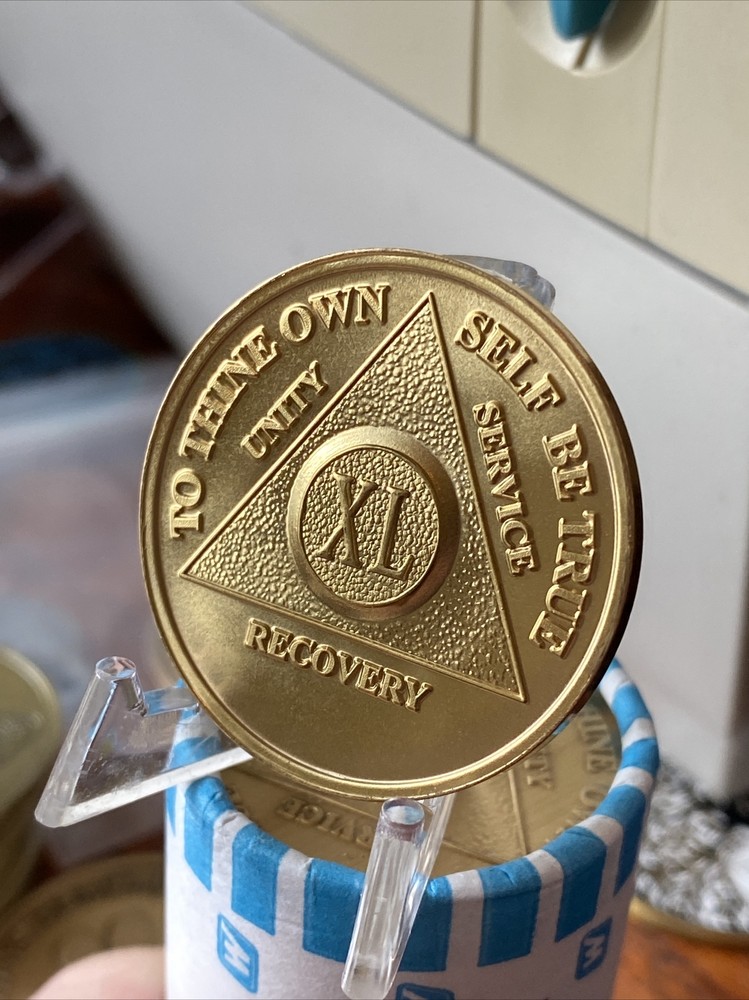 40 Year AA Medallion Gold Plated Sobriety Chip