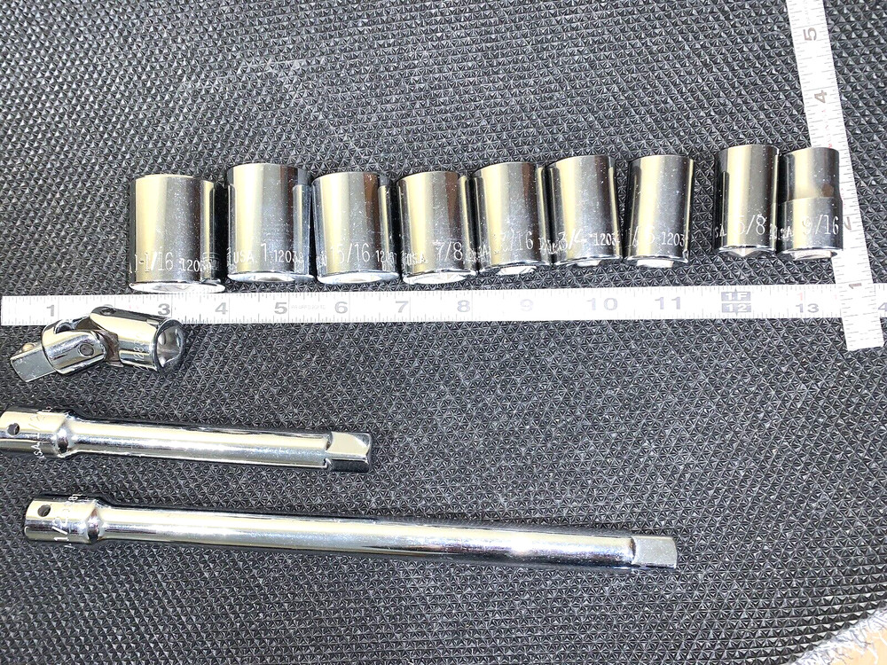 12 piece   1/2" SOCKET SET WITH EXTENSIONS  and U Joint