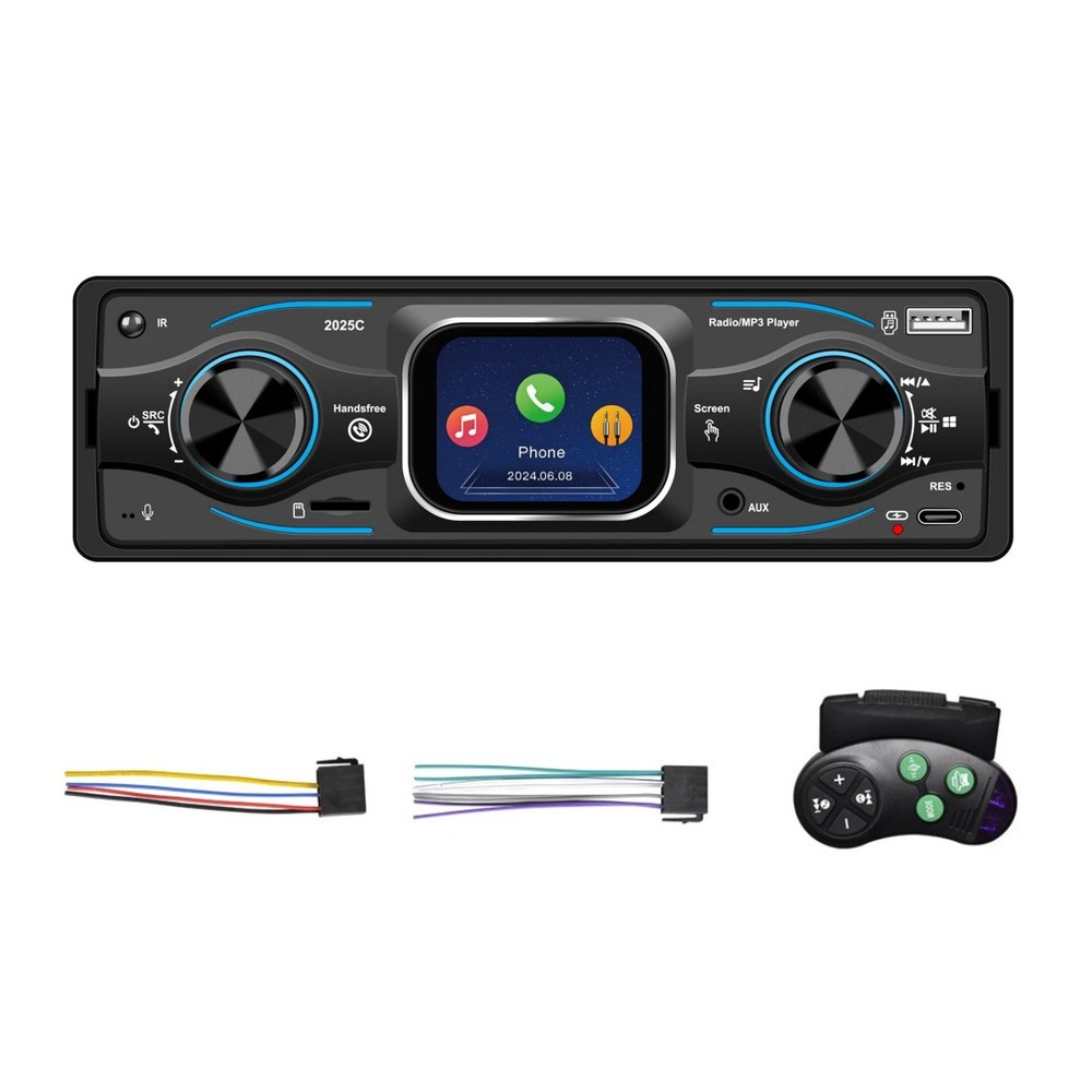 MP3 Car Radio with Steering Wheel Control, Bluetooth A2DP USB TF Card Reader