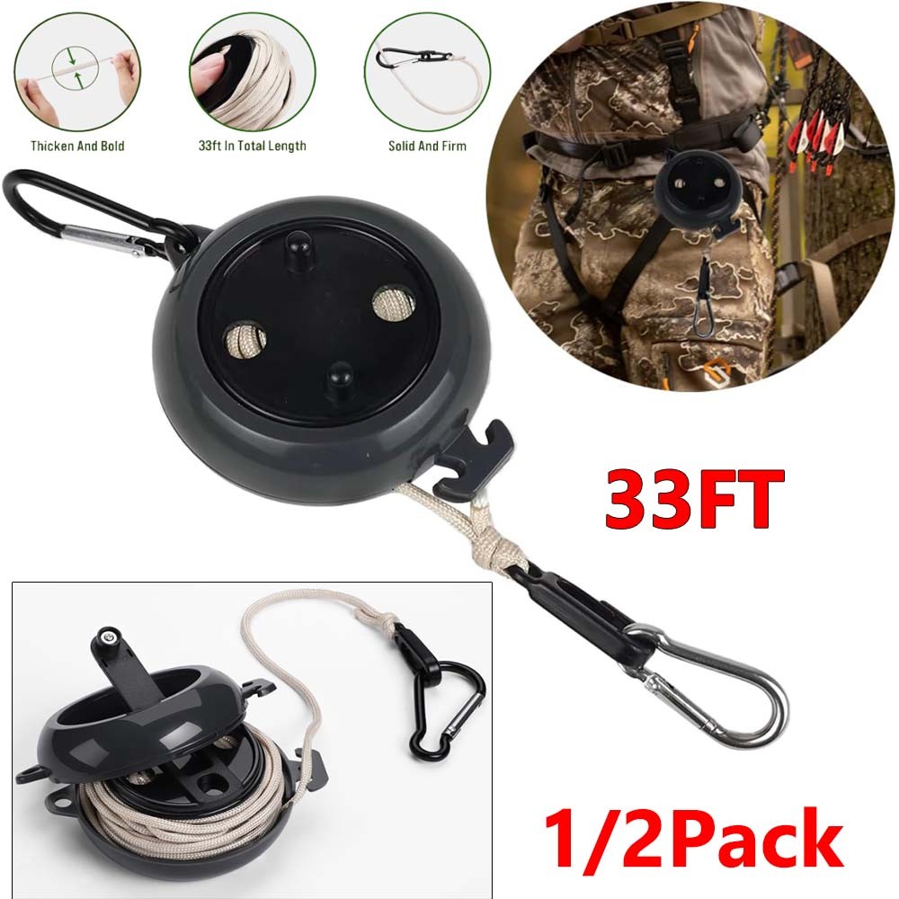 33Ft Adjustable Rope String Retractable Clothes Reel Line Portable Hanging Dryer