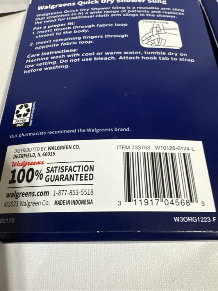 2 X Walgreens Quick Dry Shower Sling~Quick Dry