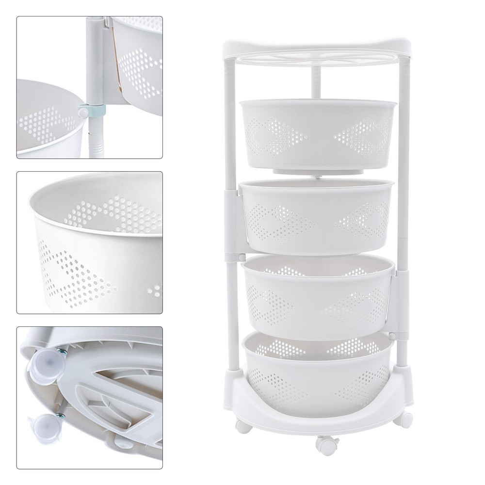 Multi-Layer Kitchen Storage Cart Rotating Basket Vegetable Rack Storage Shelves