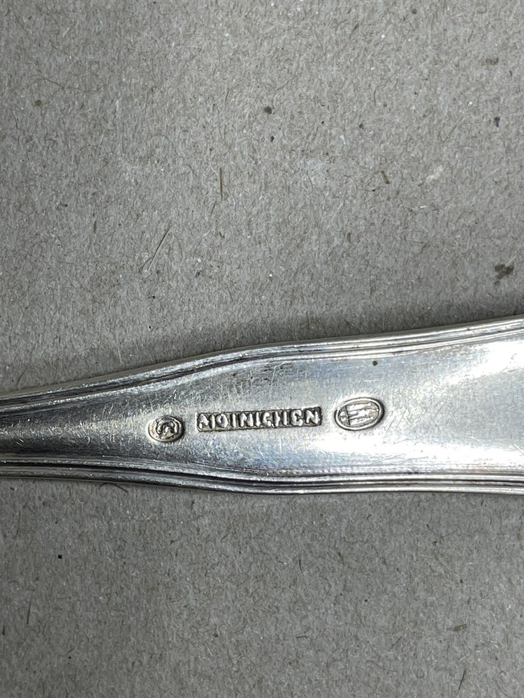 1883 Denmark Silver Serving Spoon Carl S Moinichen Monogram 4/16/1892