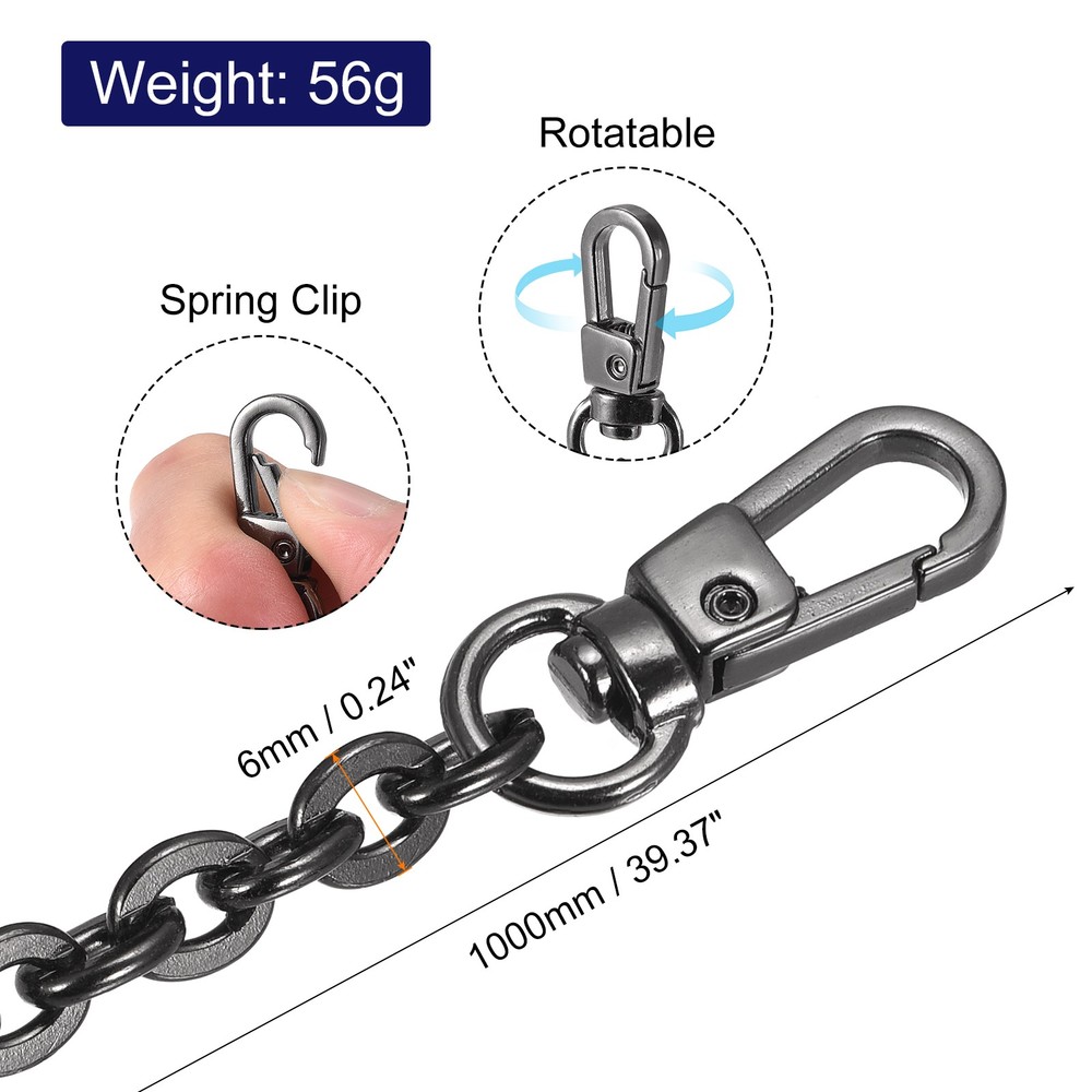 39"x0.24" Purse Chain Strap, Purse Handle Shoulder Replacement Strap(Black)