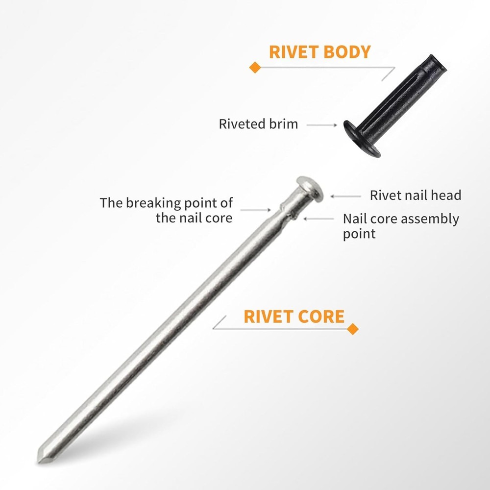 3/16" x 5/8" Tri-Fold Rivets Assortment - 60Pcs,Black Tri-fold Exploding Pop.