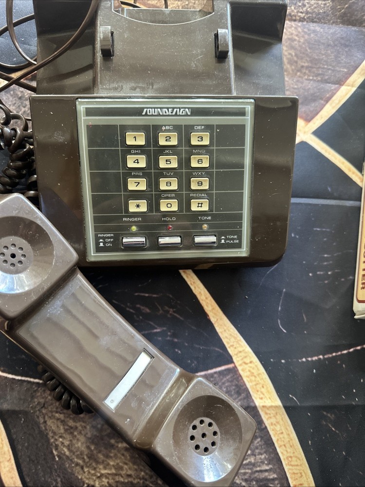 Vintage Retro Brown Push Button Desk Phone