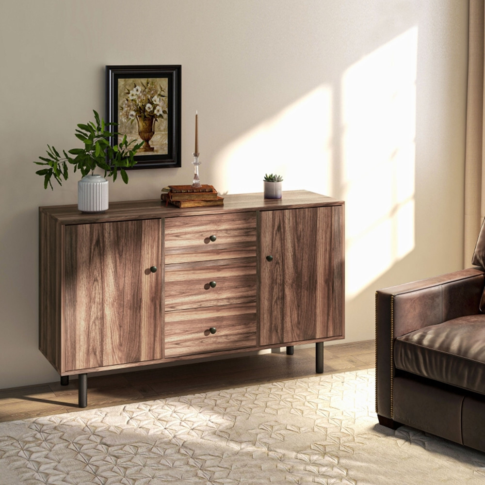 Particleboard Steel Storage Cabinet Rustic Brown