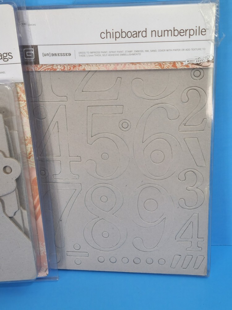 BASIC GREY LOT CHIPBOARD MINI MONOS TAGS NUMBER PILE SCRAPBOOK MIXED MEDIA #3