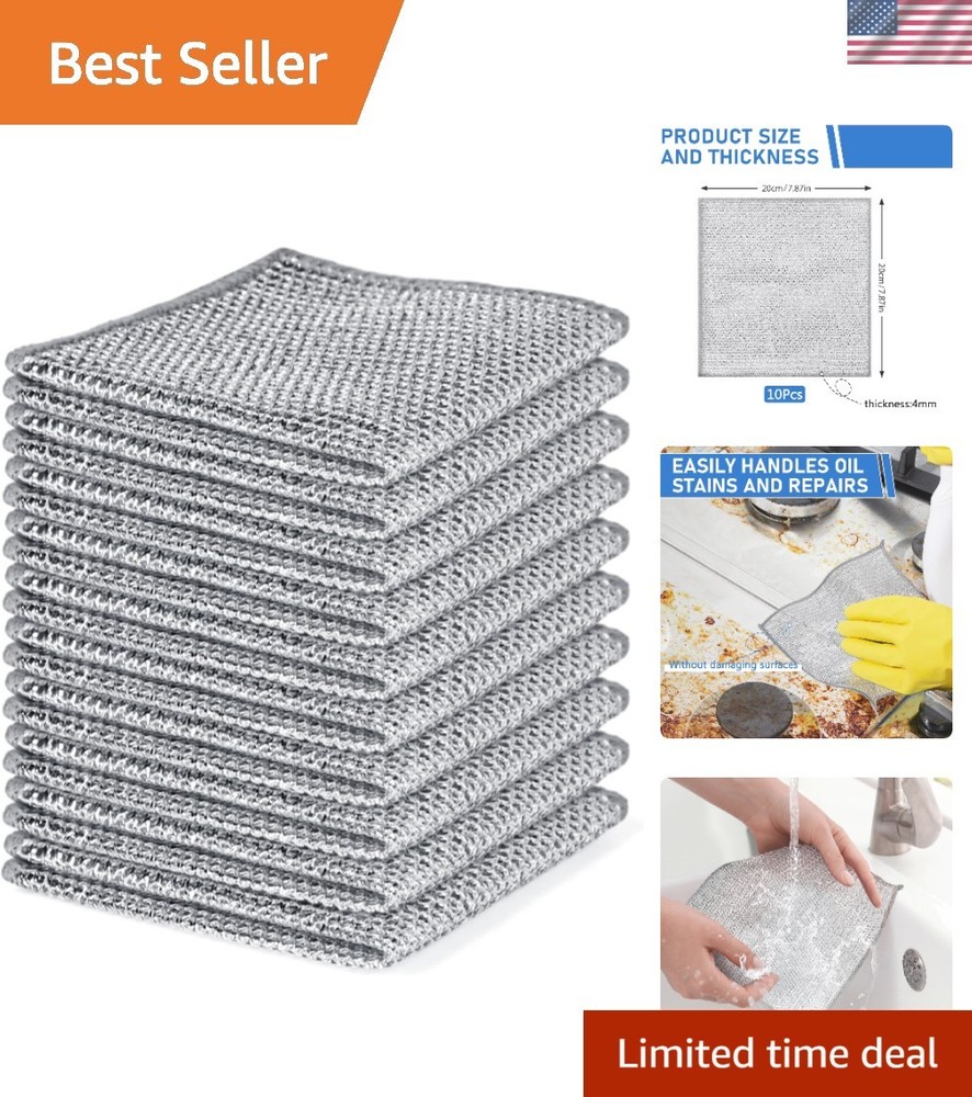 Compact 10PCS Non-Scratch Cleaning Cloth Set - Ideal for Pots, Pans & Surfaces