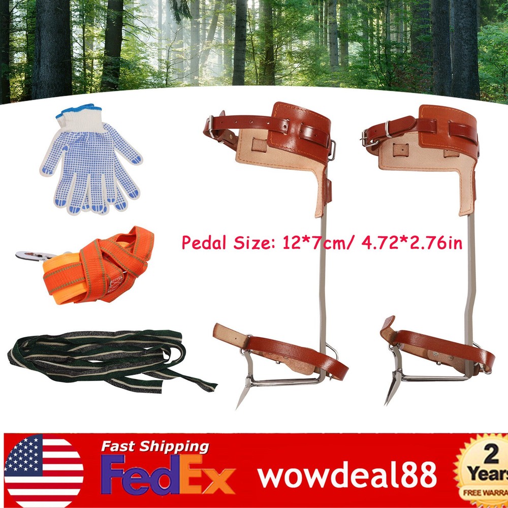 Adjustable Tree Climbing Spike Set Pole Climbing Spurs Tool Climber Strap Gaffs