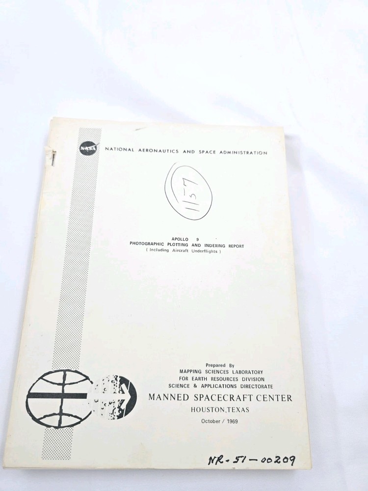 Original Apollo 9 Photographic Plotting And Indexing Report October 1969  Space