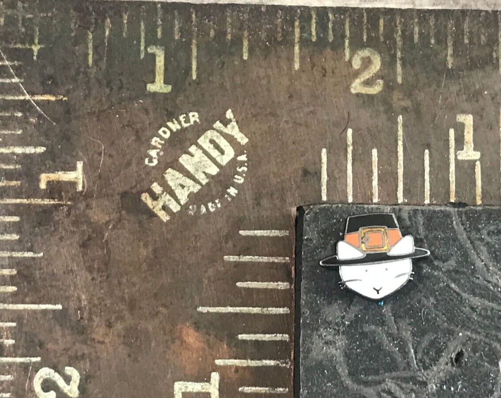 Cat in Pilgrim Hat Tiny Lapel Jacket Vest Shirt Pin