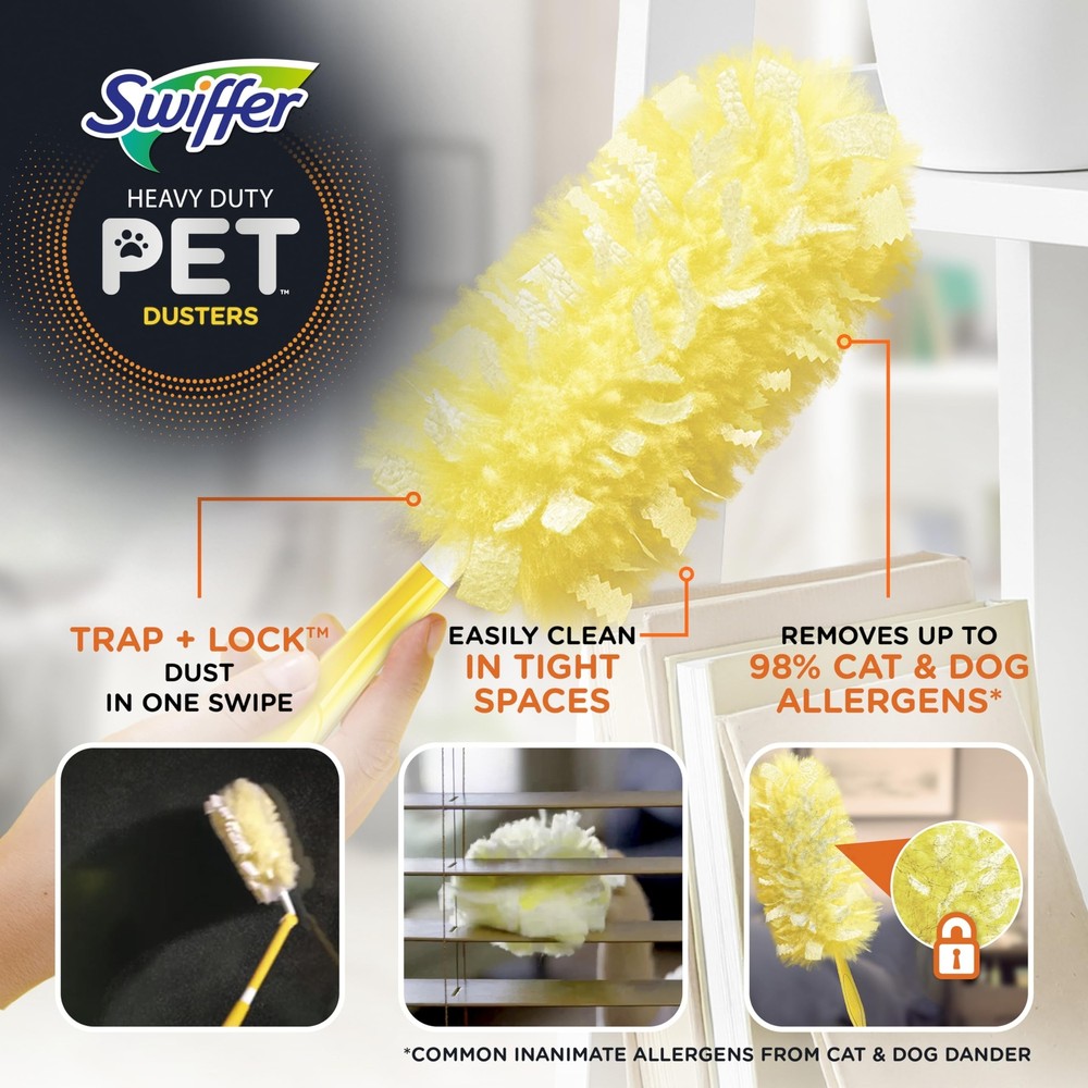Swiffer Dusters Heavy Duty Pet Multi-Surface Duster Refills for Cleaning, Wit...