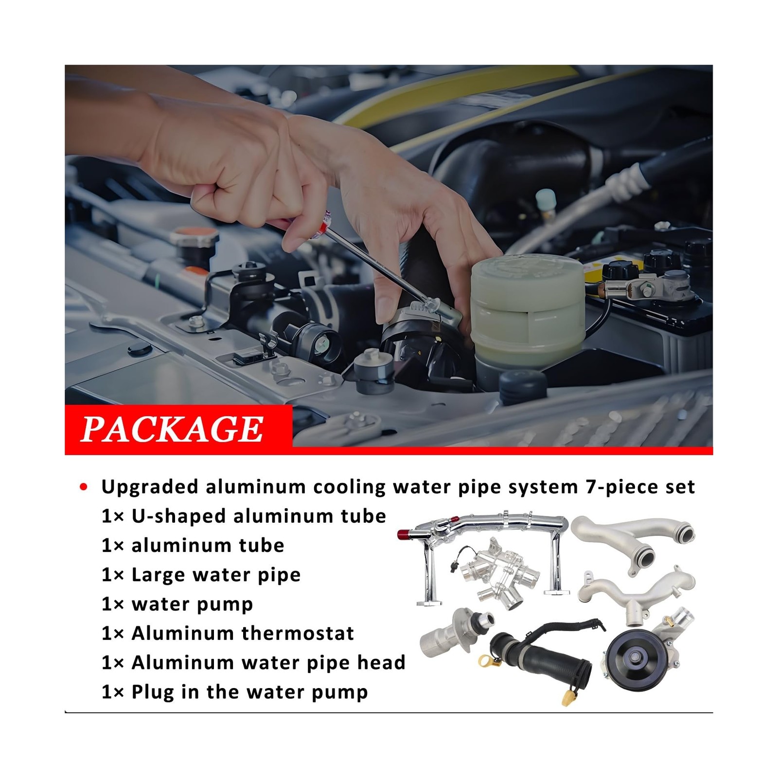 Upgraded Aluminum Coolant Water Pipe System Kit for Jaguar F-Type F-Pace XF X...