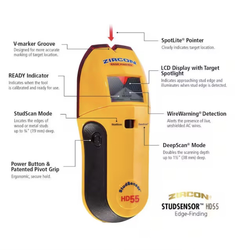 Zircon StudSensor HD55 Deep Scan Stud Finder