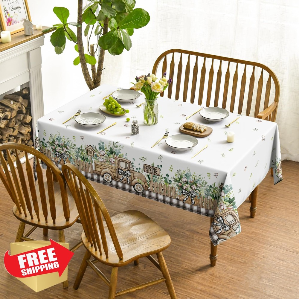 Horaldaily 60x84 Eucalyptus Truck Tablecloth Spring Rectangular