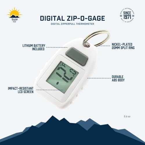 Compact Zipperpull Digital Thermometer for Skiing, Snowboarding & Outdoor Activi
