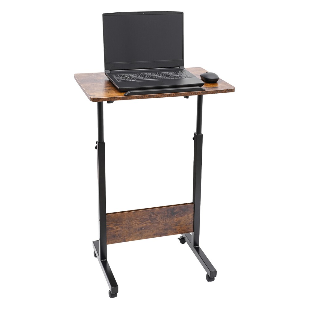 Adjustable Height Rolling Computer Stand with 360° Wheels and Tilt Surface
