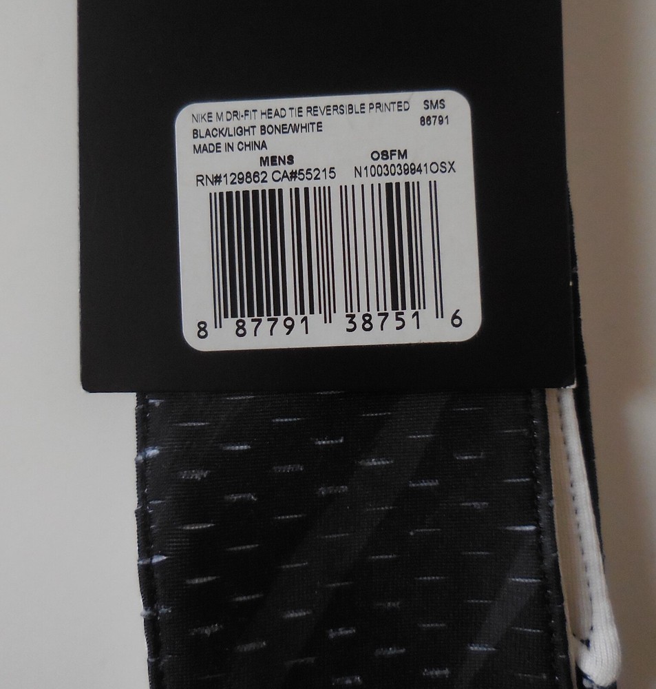 Nike Dri-Fit Head Tie Reversible Printed Men Black/Light Bone/White
