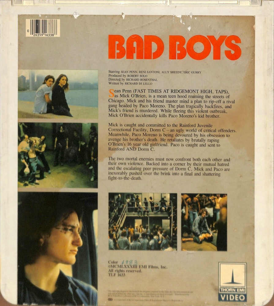 Bad Boys (1983) Vintage CED Videodisc TESTED WORKING