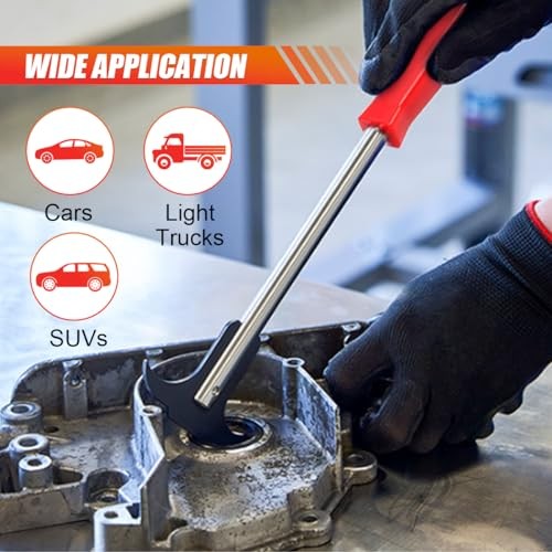 Oil Seal Disassembly Wrench Puller, Seal Puller Tool with Dual Hook Tips Red