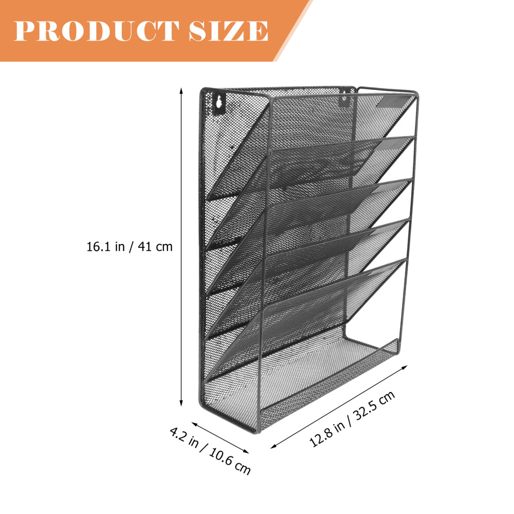 Wall-mounted File Storage Rack Multi-layer Document Organizer Metal Magazine