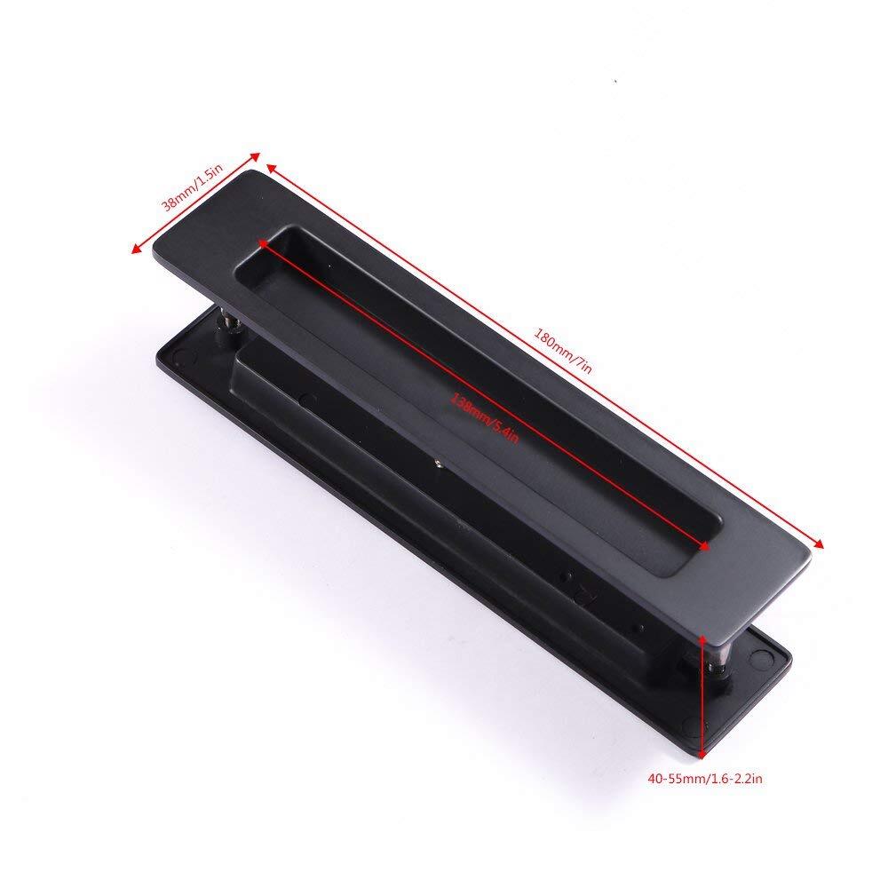 7 Inch Matte Black Sliding Barn Door Handle Flush Pull Handle with Flat Bottom