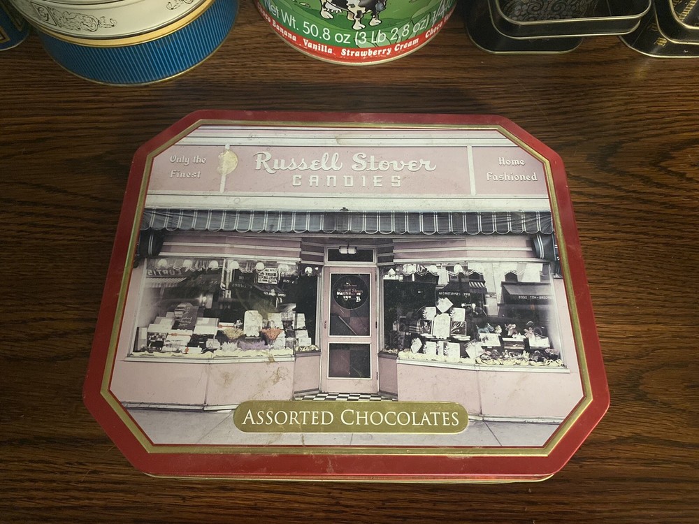 russel stovers vintage candy tin assorted