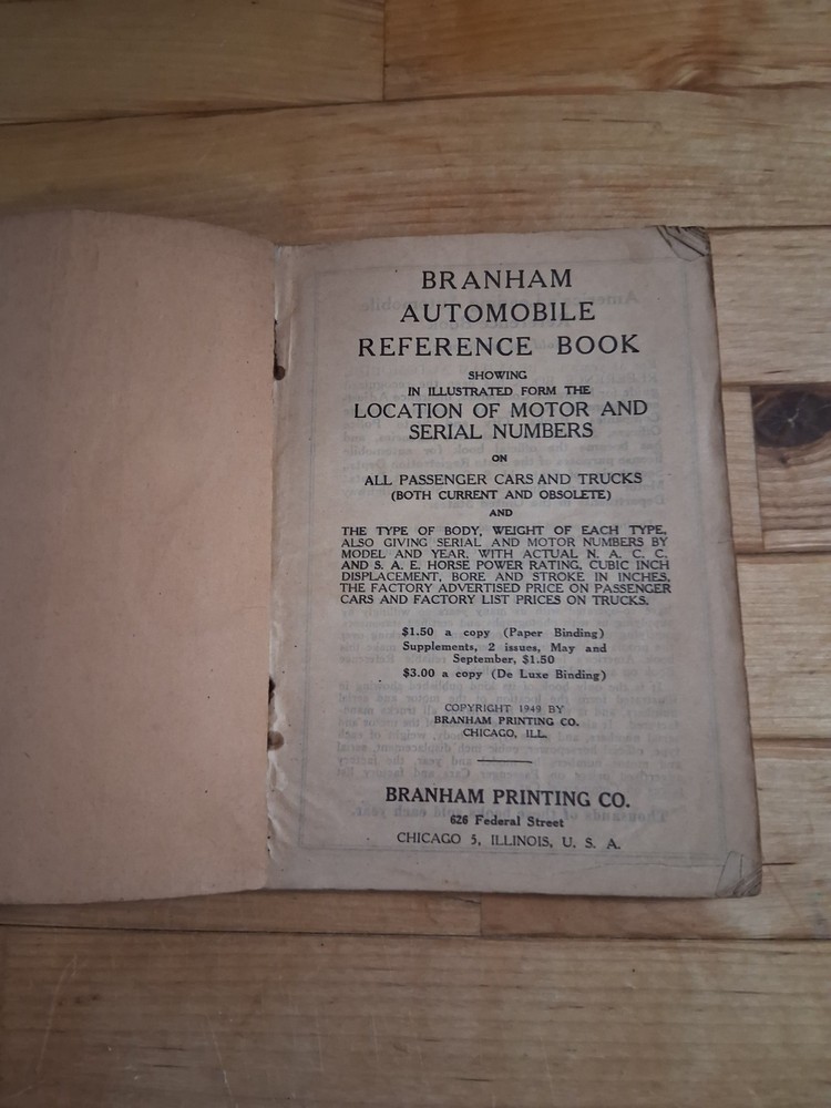 1943,49,53 Branham Automobile Reference Book