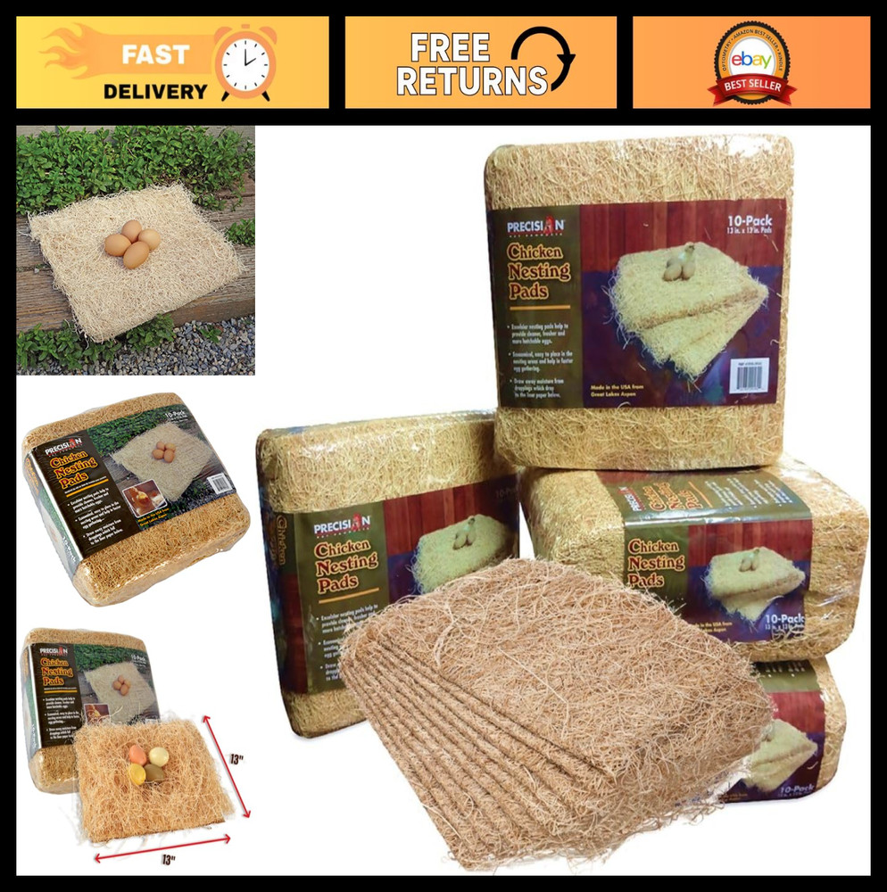 Premium Chicken Nesting Pads 13"x13" - 10 Pack, Soft Bedding for Nest Boxes