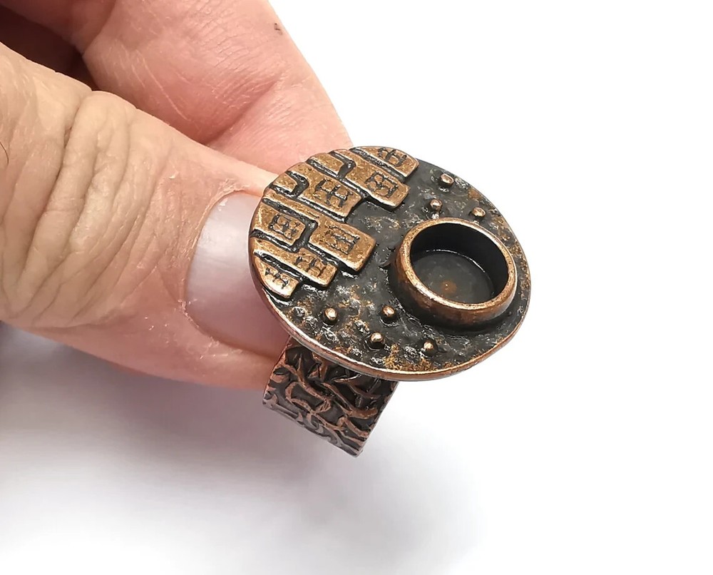 City Ring Blank Setting, Cabochon Mounting, Adjustable Resin Ring Base Bezels