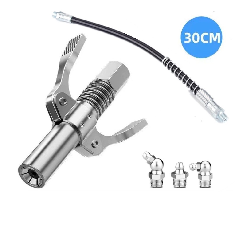 Quick Release High Pressure Grease Gun Coupler Coupling End Fittings+Adapter Kit