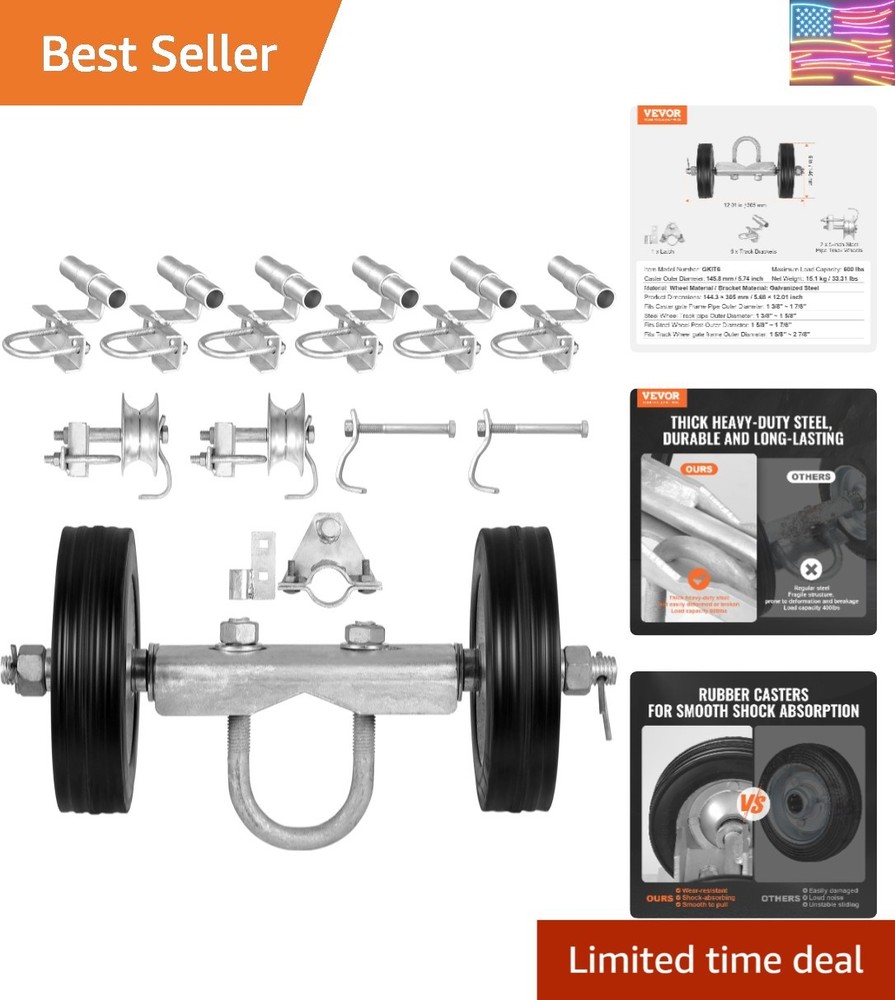 Sliding Gate Kit, 6” Rolling Gate Hardware Kit C-Type, Wheel Carrier with Two...