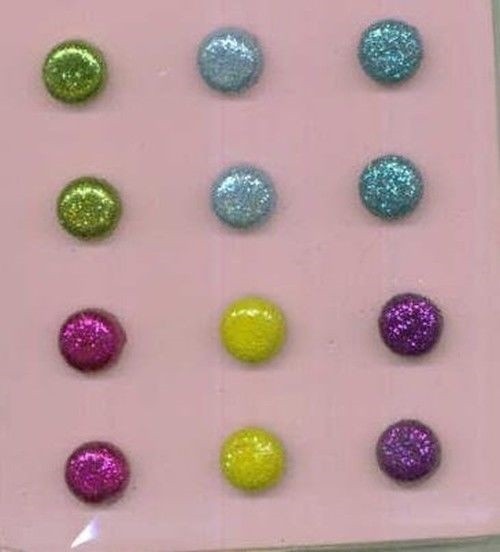 Brightly Colored Glitter Brads Set
