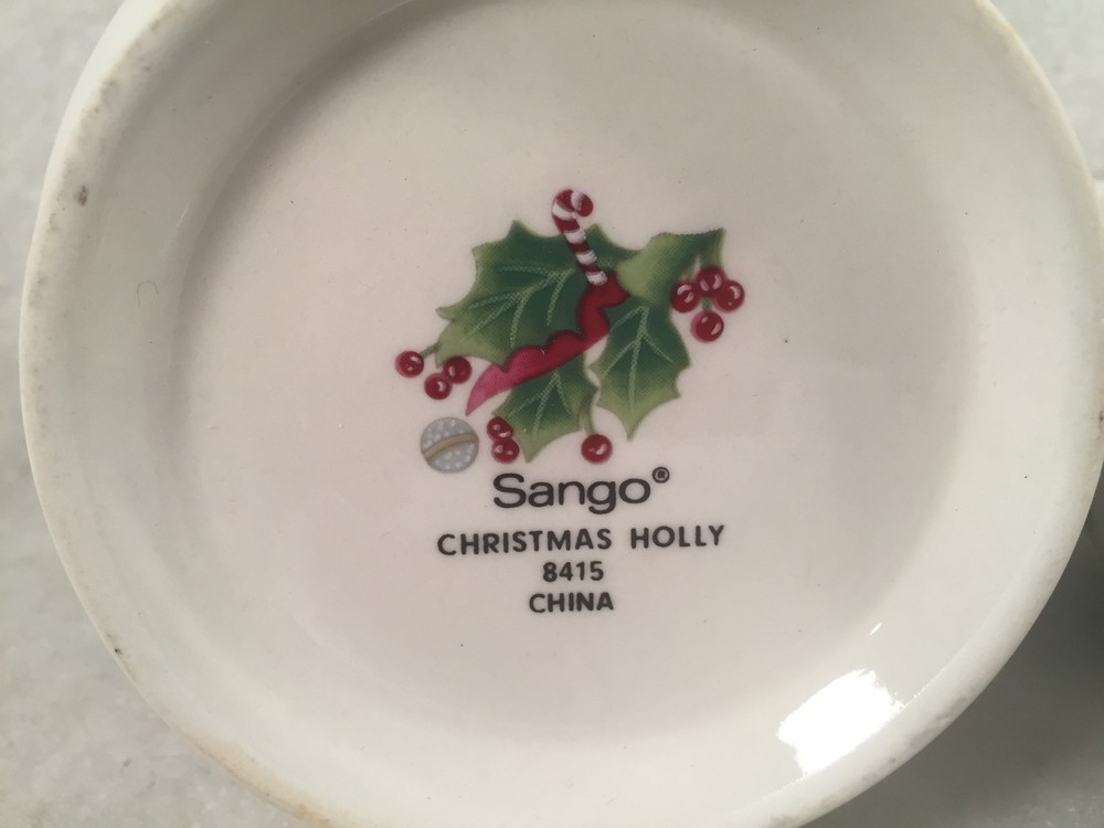 Sango CHRISTMAS HOLLY Cream & Covered Sugar Set