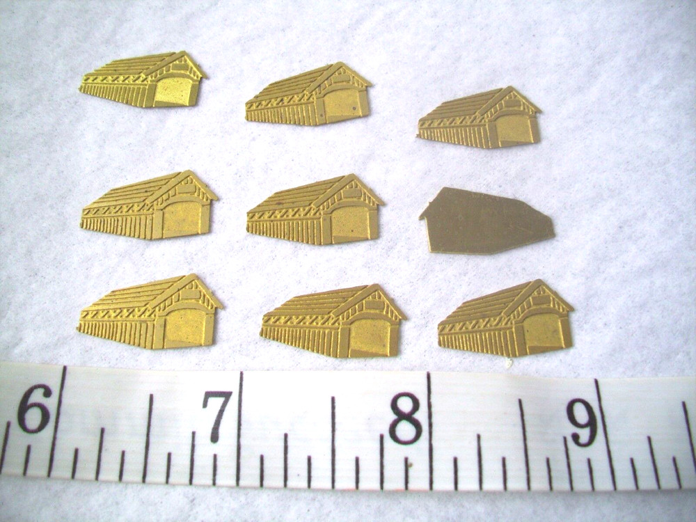 72 pcs. Raw Brass Stamping Finding- Small COVERED BRIDGE Shape