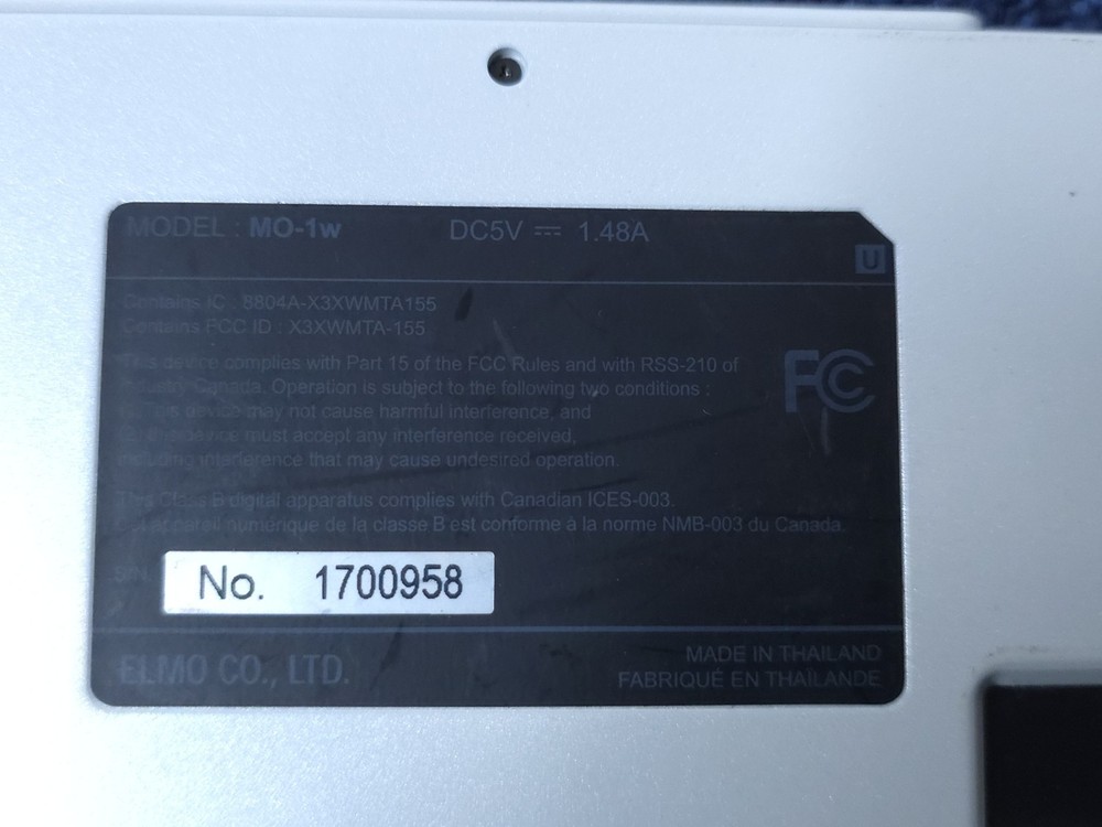 Elmo MO-1 High Resolution Visual Presenter Document Camera HDMI RGB