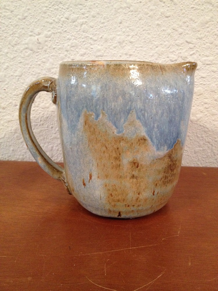 Vintage Likely Jane Reuter Hitzeman Studio Pottery Multi-Glazed Pitcher
