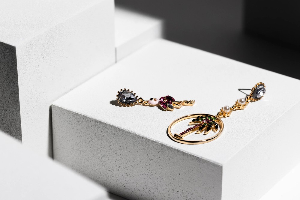 Flamingo Palm Tree Mismatch Earrings