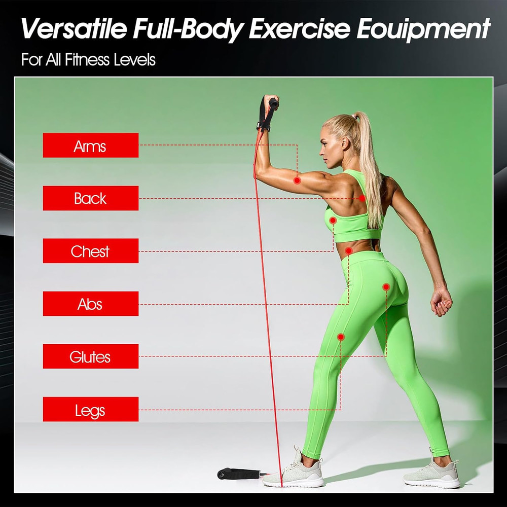 5PCS Resistance Bands with Handles 5-Level Stretch Exercise Pull up Bands Physic